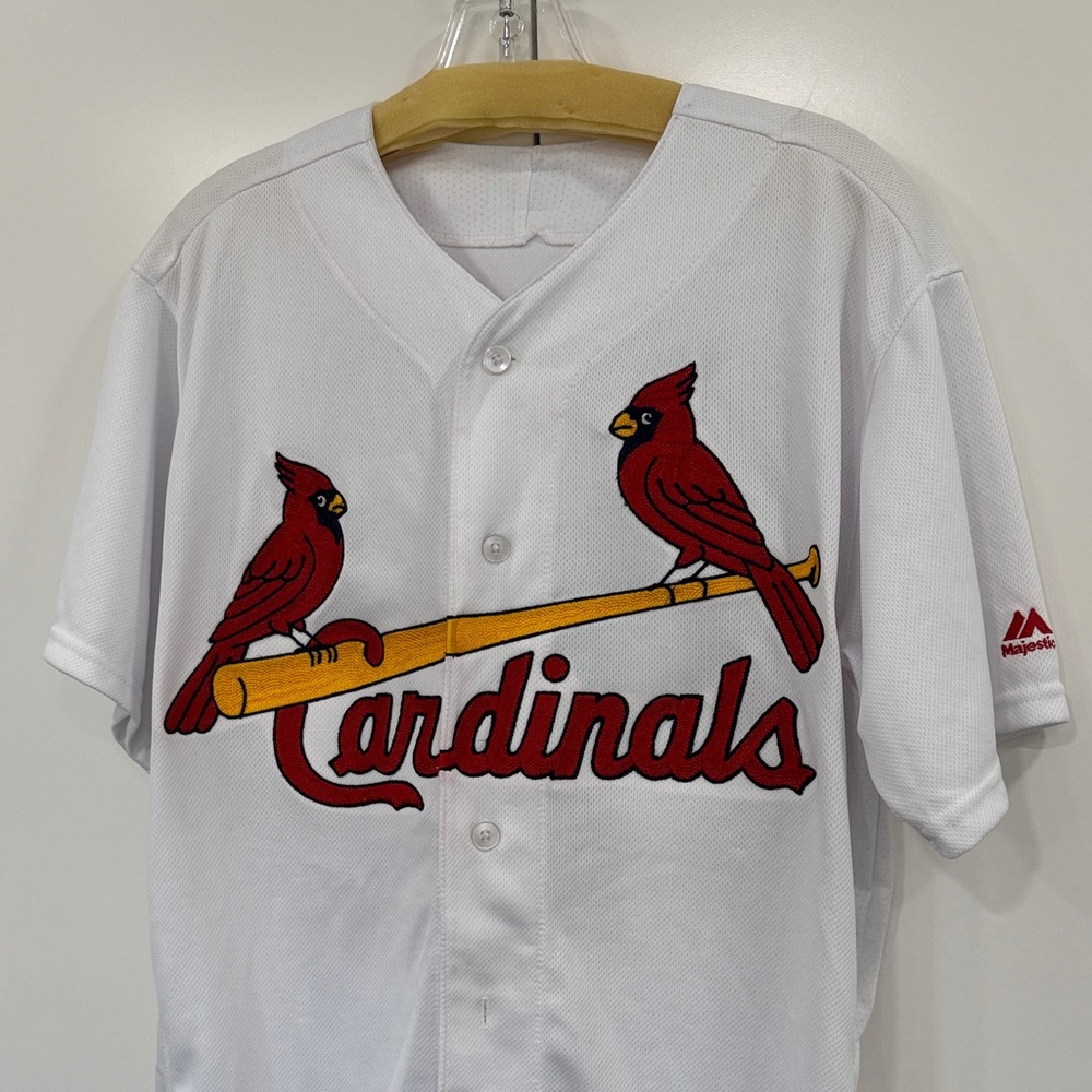 Majestic White Cardinals Jersey with Red and Gold Logo